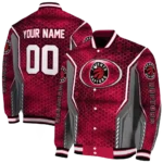 personalized toronto raptors power plate red varsity jacket best selling.webp