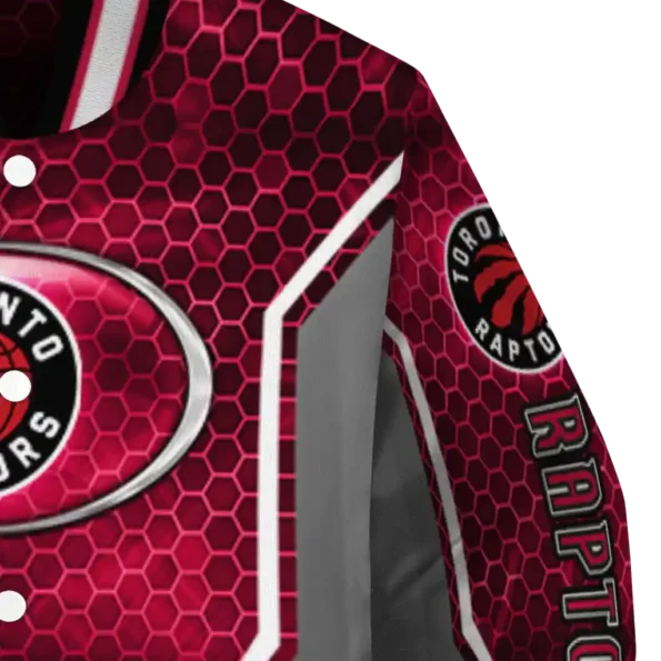 personalized toronto raptors power plate red varsity jacket premium grade.webp