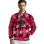 personalized toronto raptors pyramid shapes red varsity jacket best selling.webp