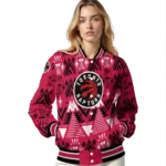 personalized toronto raptors pyramid shapes red varsity jacket best selling.webp