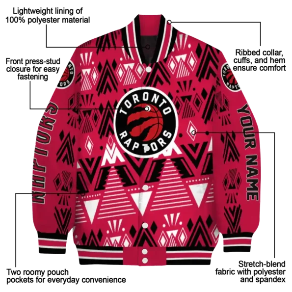 personalized toronto raptors pyramid shapes red varsity jacket new arrival.webp