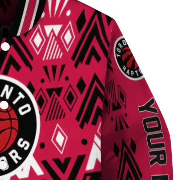 personalized toronto raptors pyramid shapes red varsity jacket premium grade.webp