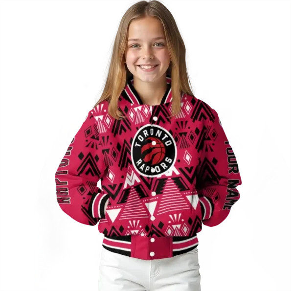 personalized toronto raptors pyramid shapes red varsity jacket top rated.webp