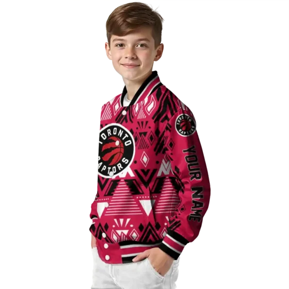 personalized toronto raptors pyramid shapes red varsity jacket trendy.webp