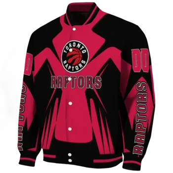 personalized toronto raptors spider mark red varsity jacket best selling.webp