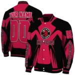 personalized toronto raptors spider mark red varsity jacket best selling.webp