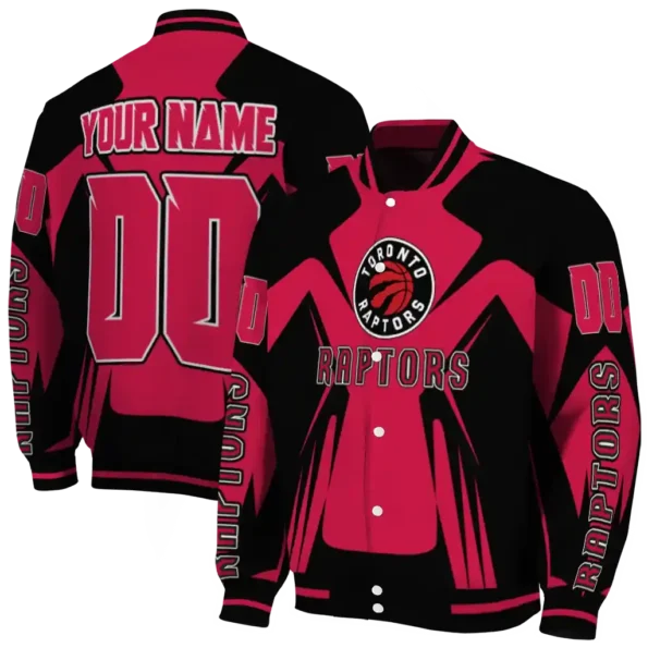 personalized toronto raptors spider mark red varsity jacket fashion forward.webp