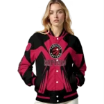 personalized toronto raptors spider mark red varsity jacket best selling.webp