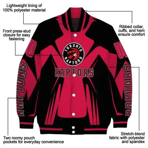 personalized toronto raptors spider mark red varsity jacket new arrival.webp