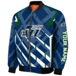personalized utah jazz chevron angles navy bomber jacket best selling