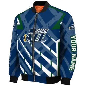 personalized utah jazz chevron angles navy bomber jacket best selling
