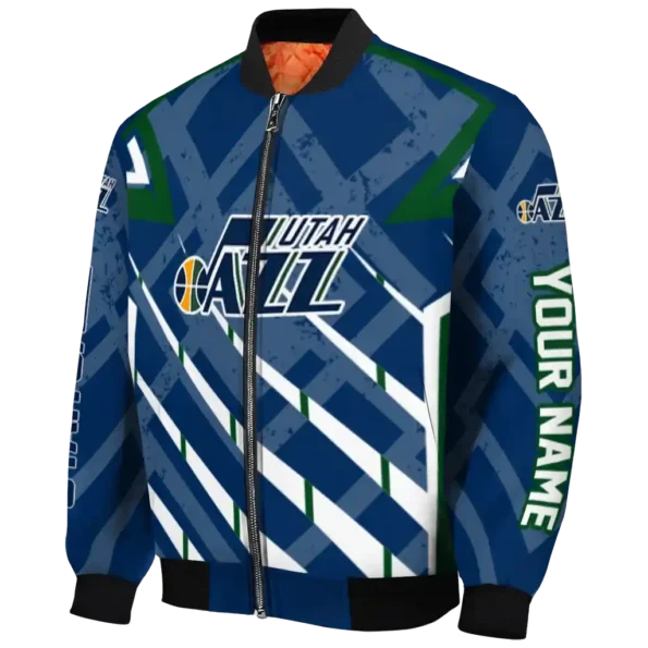 personalized utah jazz chevron angles navy bomber jacket best selling