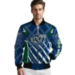 personalized utah jazz chevron angles navy bomber jacket best selling