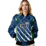 personalized utah jazz chevron angles navy bomber jacket best selling