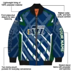 personalized utah jazz chevron angles navy bomber jacket best selling