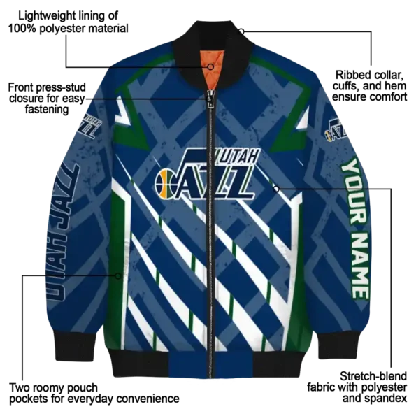 personalized utah jazz chevron angles navy bomber jacket new arrival