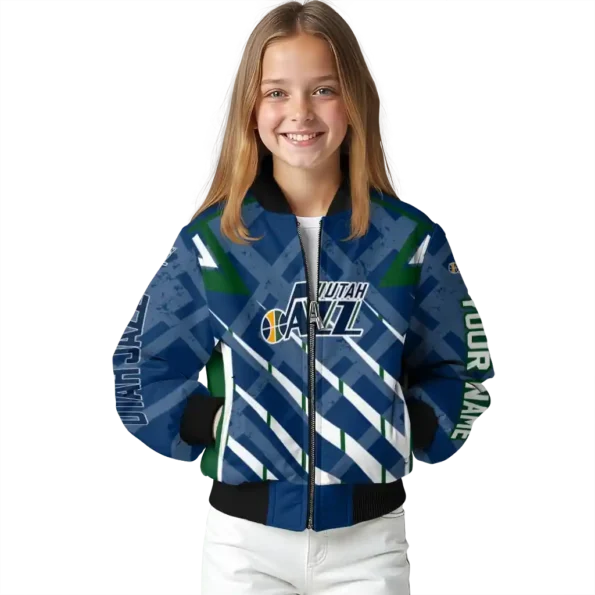 personalized utah jazz chevron angles navy bomber jacket top rated