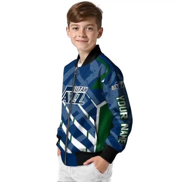 personalized utah jazz chevron angles navy bomber jacket trendy