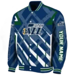 personalized utah jazz chevron angles navy varsity jacket best selling.webp