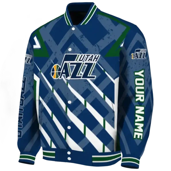 personalized utah jazz chevron angles navy varsity jacket best selling.webp