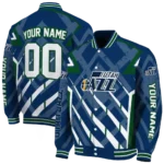 personalized utah jazz chevron angles navy varsity jacket best selling.webp