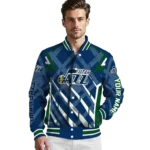 personalized utah jazz chevron angles navy varsity jacket best selling.webp