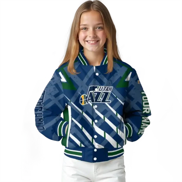 personalized utah jazz chevron angles navy varsity jacket top rated.webp