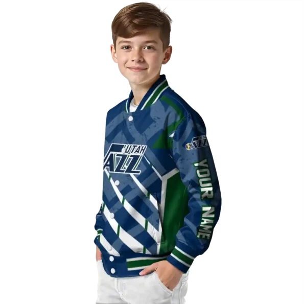 personalized utah jazz chevron angles navy varsity jacket trendy.webp