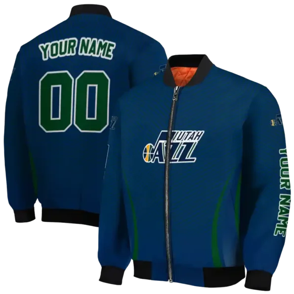 personalized utah jazz chevron arrow navy bomber jacket fashion forward