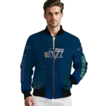 personalized utah jazz chevron arrow navy bomber jacket best selling