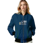 personalized utah jazz chevron arrow navy bomber jacket best selling