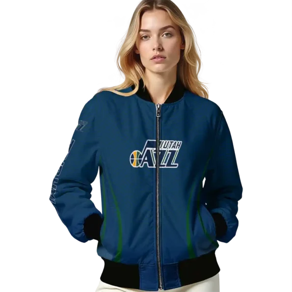 personalized utah jazz chevron arrow navy bomber jacket latest model