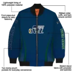 personalized utah jazz chevron arrow navy bomber jacket best selling