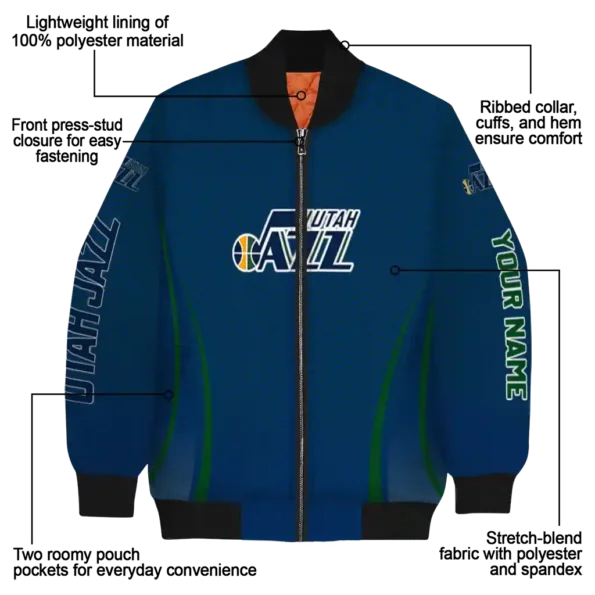 personalized utah jazz chevron arrow navy bomber jacket new arrival
