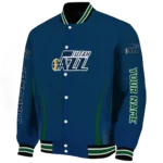 personalized utah jazz chevron arrow navy varsity jacket best selling.webp