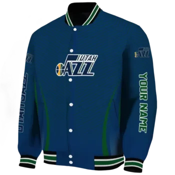 personalized utah jazz chevron arrow navy varsity jacket best selling.webp