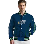 personalized utah jazz chevron arrow navy varsity jacket best selling.webp
