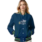 personalized utah jazz chevron arrow navy varsity jacket best selling.webp