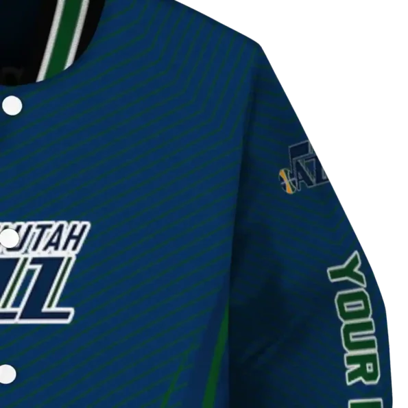 personalized utah jazz chevron arrow navy varsity jacket premium grade.webp