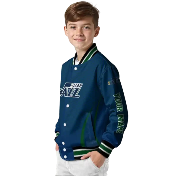 personalized utah jazz chevron arrow navy varsity jacket trendy.webp
