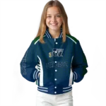 personalized utah jazz hexagon grid navy varsity jacket best selling.webp