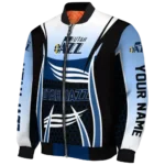 personalized utah jazz mesh effect navy black bomber jacket best selling