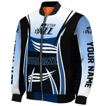 personalized utah jazz mesh effect navy black bomber jacket best selling