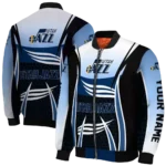 personalized utah jazz mesh effect navy black bomber jacket best selling