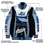 personalized utah jazz mesh effect navy black varsity jacket best selling.webp
