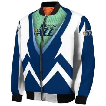 personalized utah jazz v stripes navy white bomber jacket best selling