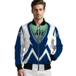 personalized utah jazz v stripes navy white bomber jacket best selling