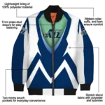 personalized utah jazz v stripes navy white bomber jacket best selling