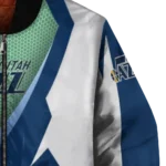 personalized utah jazz v stripes navy white bomber jacket best selling