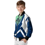 personalized utah jazz v stripes navy white bomber jacket best selling